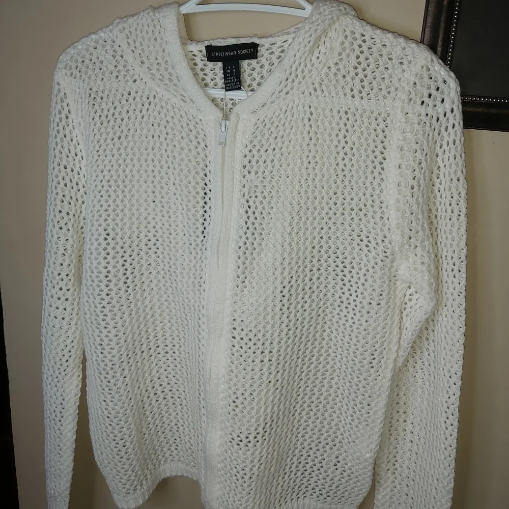 💢SOLD💢Streetwear Society Open Knit Zipped up Hoodie - Picture 4 of 13